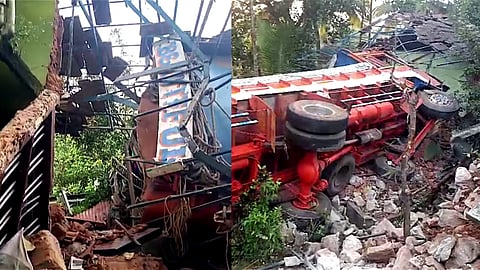 Lorry overturns