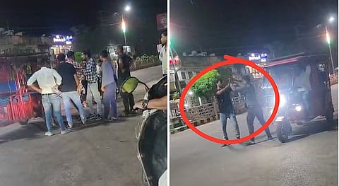 rickshaw driver beating a passenger