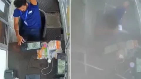 Truck tire bursts at toll plaza