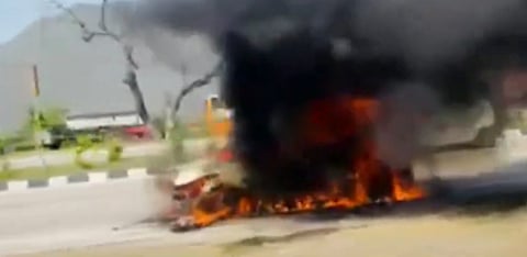 car caught fire