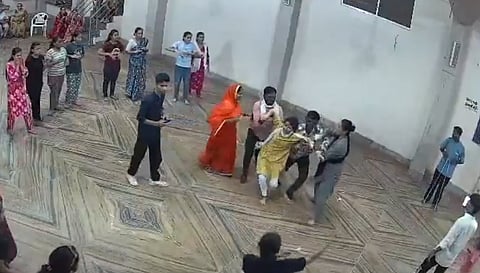 young woman being kidnapped