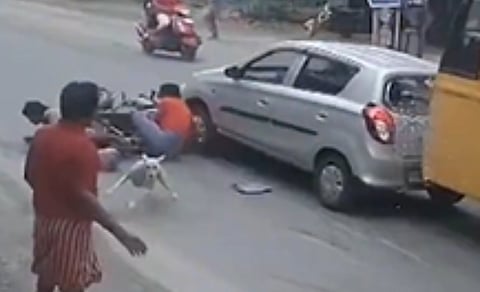 Dog hit by two-wheeler