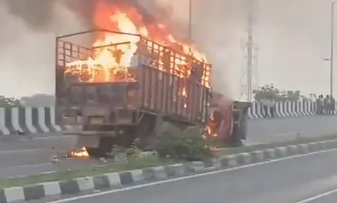 Car and truck collide