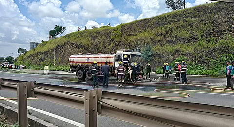 Oil tanker catches fire
