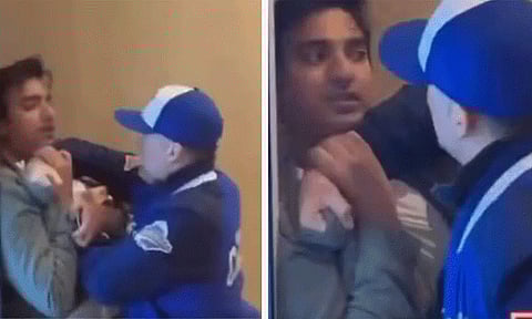 Canadian attacking Indian