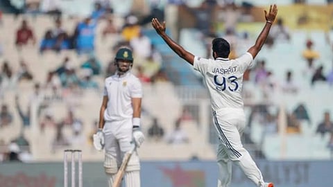 Bumrah celebrates the wicket of Aiden Markram