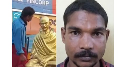 പുനലൂരിൽ ഗാന്ധിപ്രതിമയെ അവഹേളിച്ച സംഭവം: നിരവധി കേസുകളിൽ പ്രതിയായ യുവാവ് പിടിയിൽ |Gandhi statue insult
