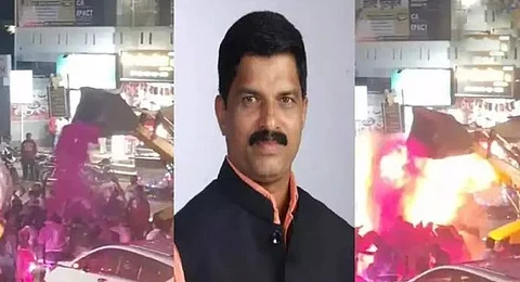 മഹാരാഷ്ട്രയിൽ പുതുതായി തിരഞ്ഞെടുക്കപ്പെട്ട എംഎൽഎയെ ”തീകൊളുത്തി” സ്വീകരിച്ചു; വീഡിയോ വൈറലാകുന്നു