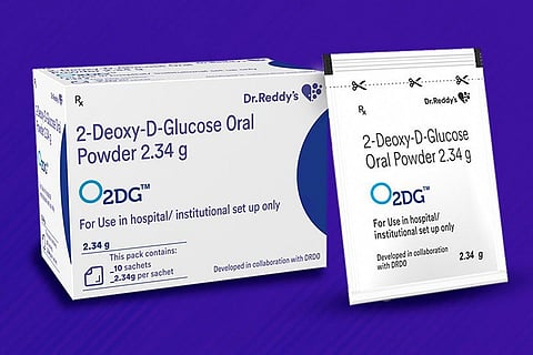 A pack of the 2-DG drug developed by Dr Reddy's and DRDO.