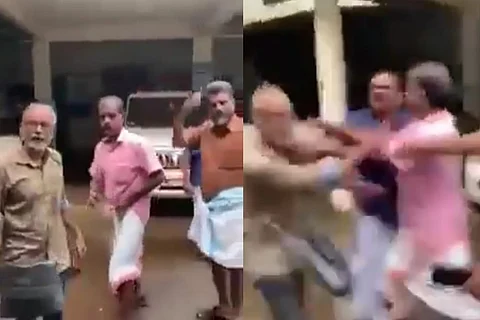 Screengrab from the video showing AAP worker being attacked