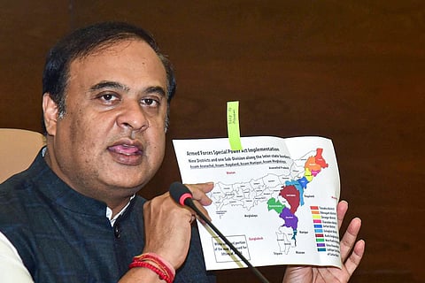 Assam Chief Minister Himanta Biswa Sarma addressing the media regarding removal of AFSPA