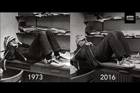 Bill Gates recreates his high school year photo for a Reddit AMA