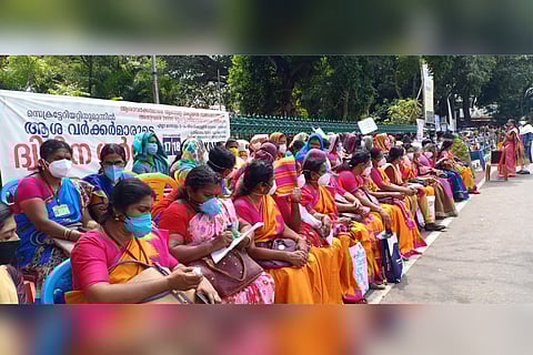 ASHA Workers in protest at secretariat