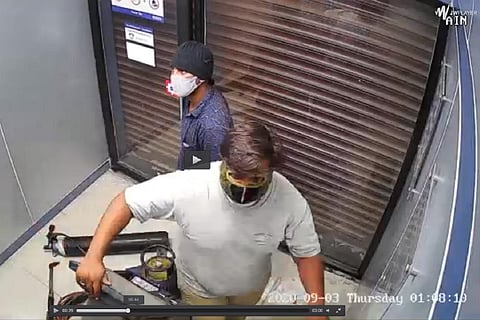 Thieves attempting to break open the ATM