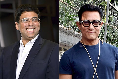 Vishwanathan Anand on the left and Aamir Khan on the right