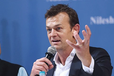Adam Gilchrist addressing a press conference