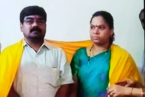 Vaman Rao and Nagamani posing for a photo