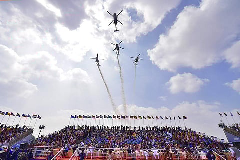 Aircraft fly during Aero India show
