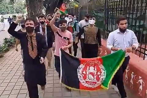 Afghaninstan students' protest in Bengaluru