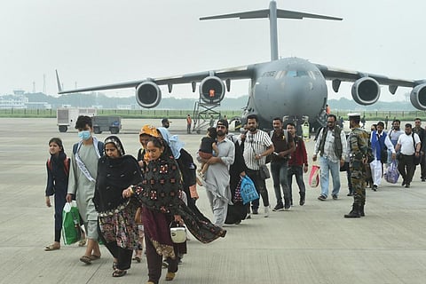 People evacuated in the Indian Air Force aircraft