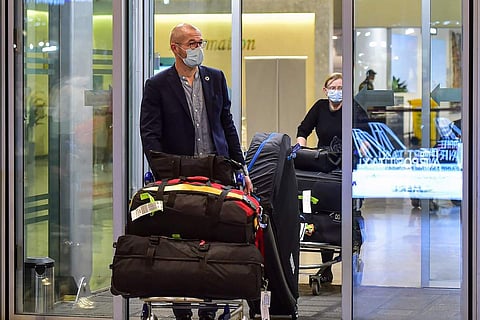 Travellers at an airport