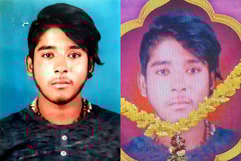 Collage of two photos of a transgender woman