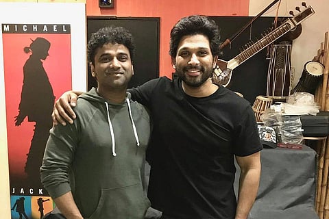 Actor Allu Arjun and music composer Devi Sri Prasad seen together
