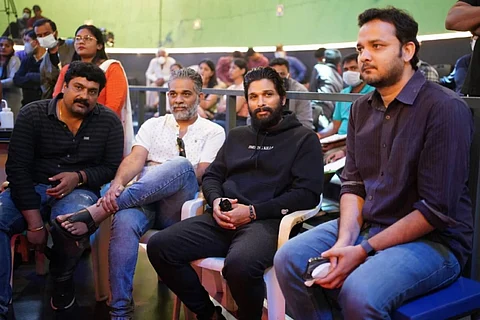 Actor Allu Arjun in the sets of Varun Tej starrer Ghani