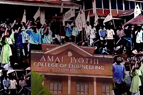 Amal Jyothi college protests illustration