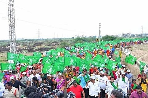 Andhra capital row: Thousands participate in 10-km march as agitation enters 20th day