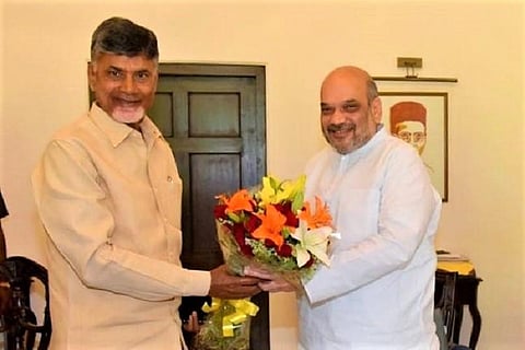 TDP chief Chandrababu Naidu and Union Minister Amit Shah