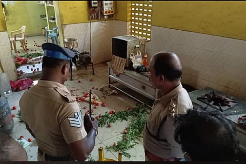 The vandalised outlet of Amma Canteen in Tamil Nadu