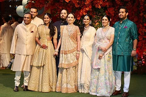 Anant Ambani and Radhika Merchant with Ambani family
