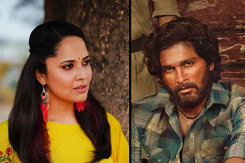 Anasuya Bharadwaj on the left and actor Allu Arjun on the right.