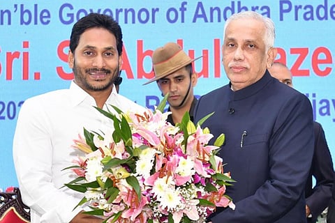 Andhra CM Jagan Mohan Reddy with new governor Justice Abdul Nazeer