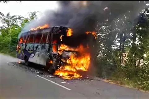 Video: Andhra bus catches fire on road, 28 passengers have narrow escape