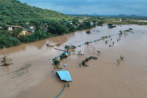 An area in Andhra Pradesh flooded due to heavy rains