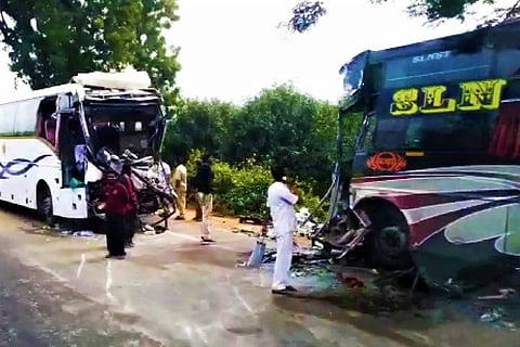 Two killed in Andhra as speeding private bus rams into APSRTC bus