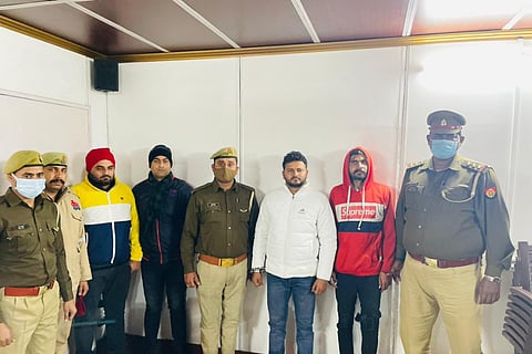 Police with arrested accused Sachin and Shubham