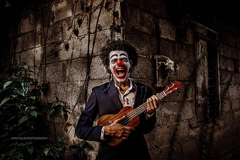 Athul M in clown costume