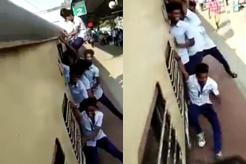 Video: Students perform dangerous stunts on footboard of Chennai train