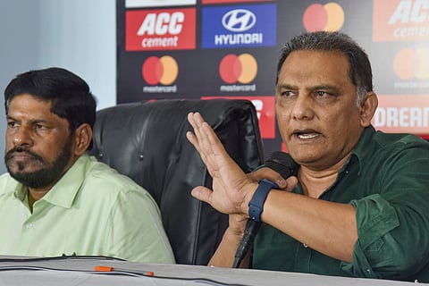 Azharuddin at a press conference