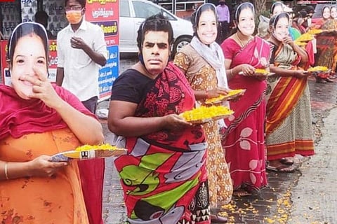BJP members welcoming newly appointed Tamil Nadu BJP unit chief Annamalai