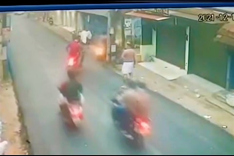 A screenshot from the CCTV showing suspects in the killing of a BJP worker in Alappuzha in Kerala