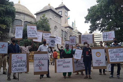 Protestors outside the BBMP Head Office