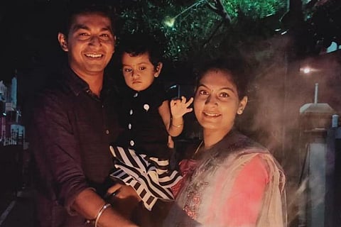 Baby Mithraa with her parents