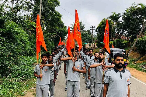 Hindutva cadre conducting arms training