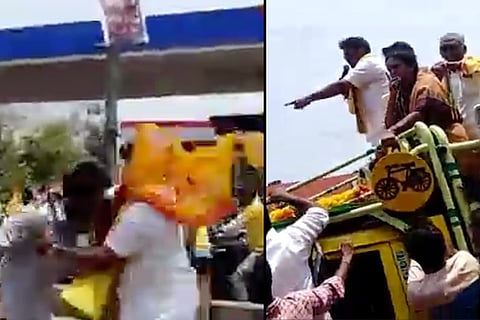TDP MLA Balakrishna chases and assaults his own party worker at rally