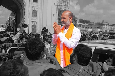 Bandi Sanjay greeting the public