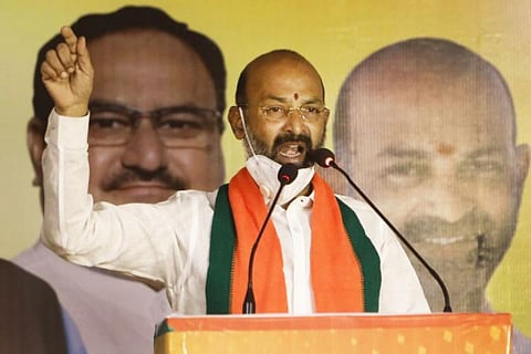 Bandi Sanjay addressing a meeting